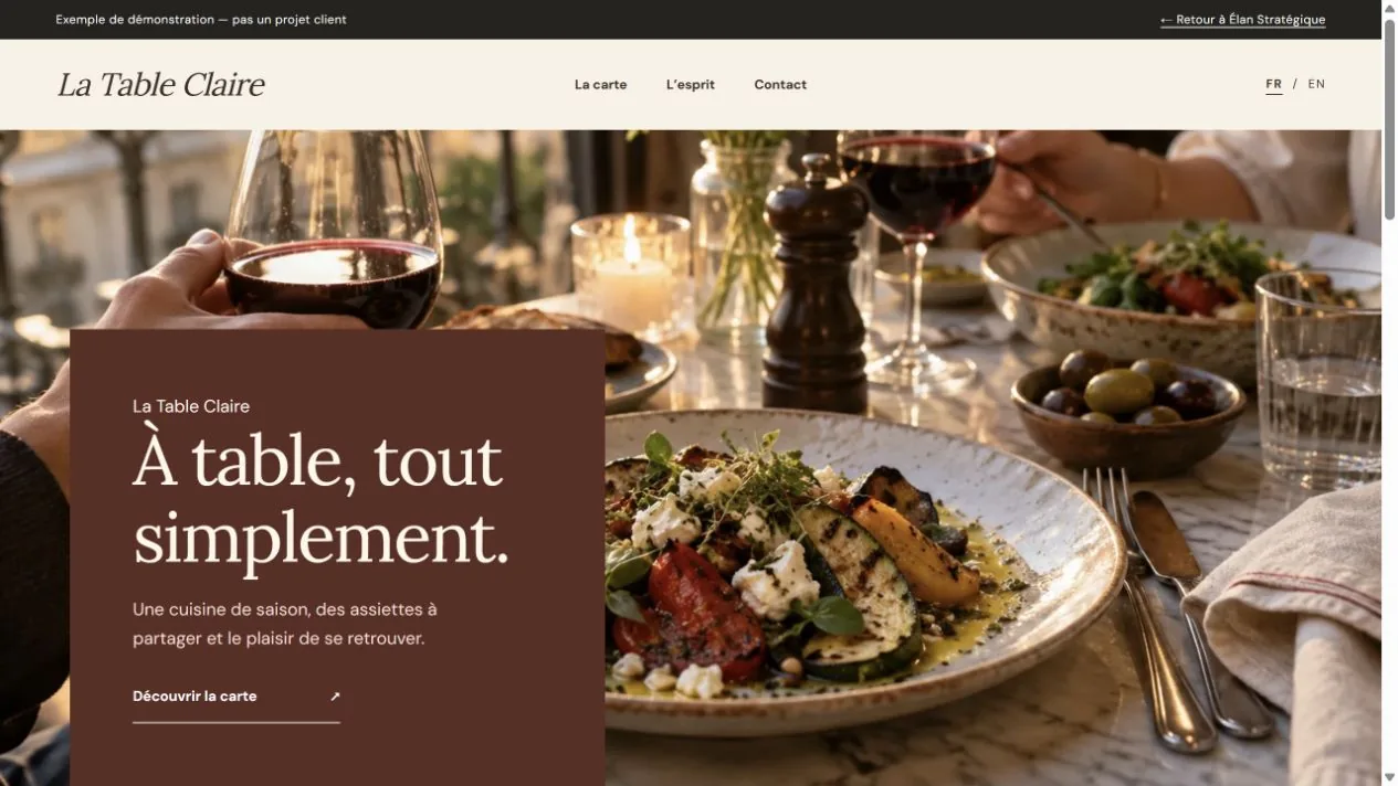 Aperçu du site fictif La Table Claire